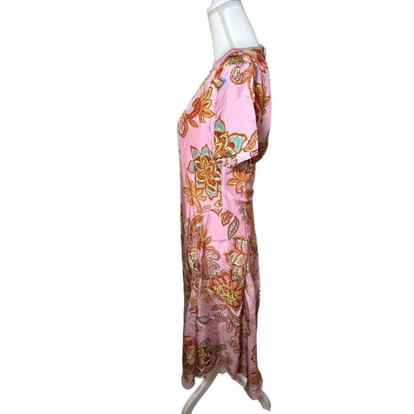 NWT Johnny Was Dress, Size XS Pink Multi Floral Handkerchief Silk, Cotton Slip - Picture 2 of 4